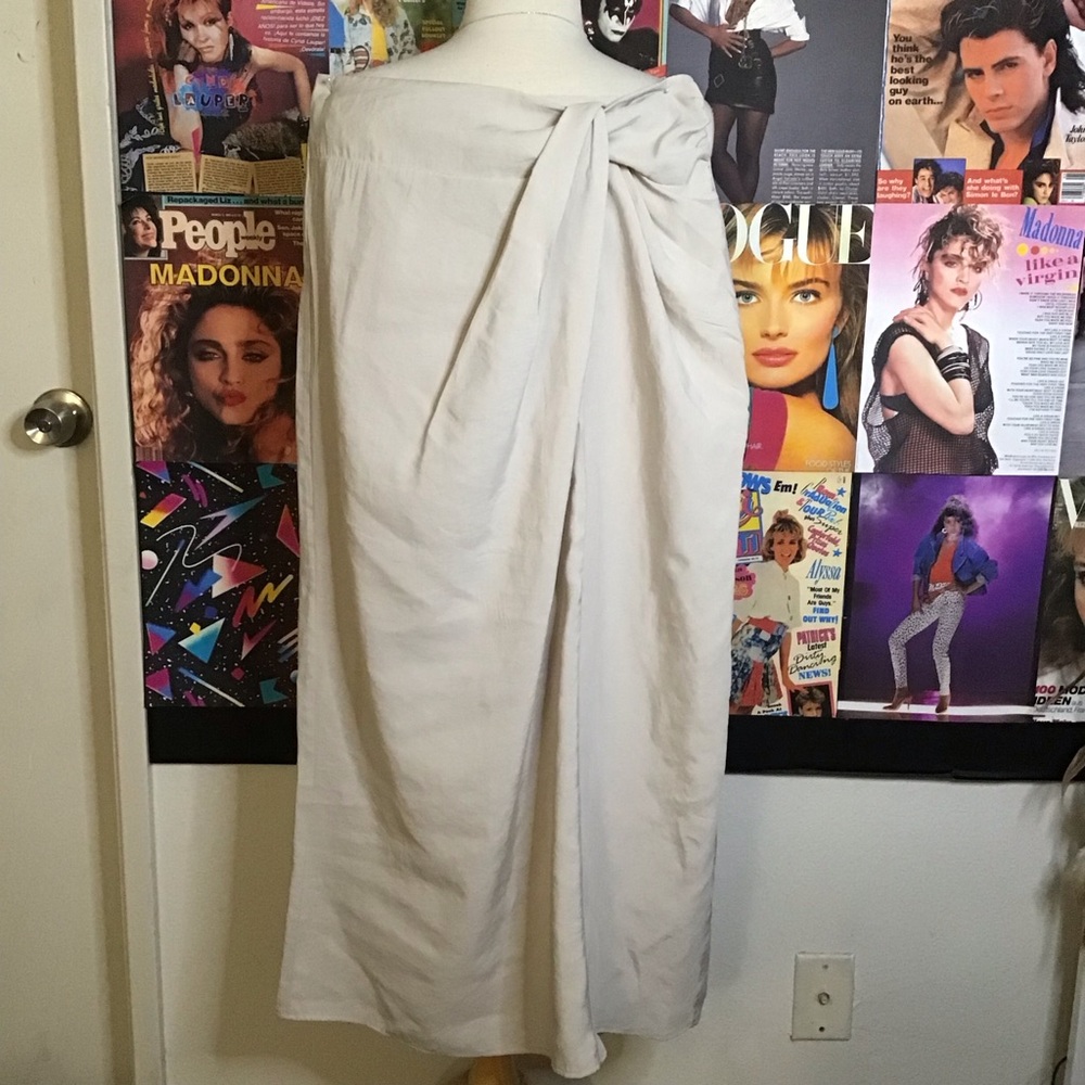 Zara Cream Draped Midi Skirt with Front Knot